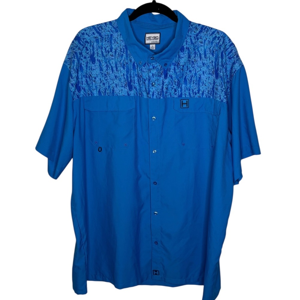 Heybo Boca Grande Short Sleeve Vented Fishing Shirt XL Collar Button Down UPF 30